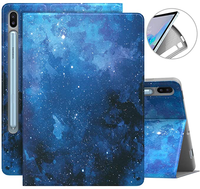 MoKo Case Fit Samsung Galaxy Tab S6 10.5 2019, Light Weight Stand Folio Shockproof Cover Case Protector with Auto Wake & Sleep for Galaxy Tab S6 10.5" SM-T860/T865 2019 Tablet - Blue Sky Star