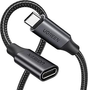 UGREEN USB C Extension Cable, (10Gbps/100W) USB C 3.2 Extender, Fast Charging & Transfer Type C Male to Female Cord Compatible with PSVR2/MacBook Air M2 Pro//iPad Pro/Magsafe/USB C Hub 1.5 ft-Black