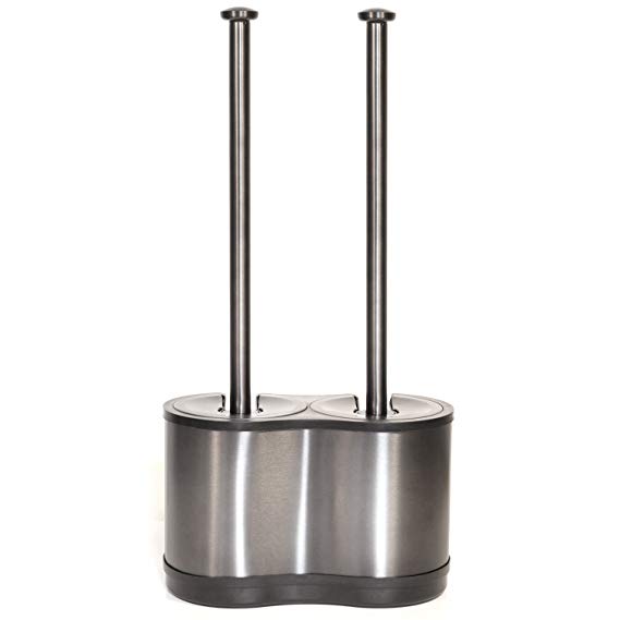 Toilet Tree Modern Deluxe Freestanding Cleaning Tools (Gun Metal, Brush and Plunger Combo Set 4.5” x 9.75” x 18.5")