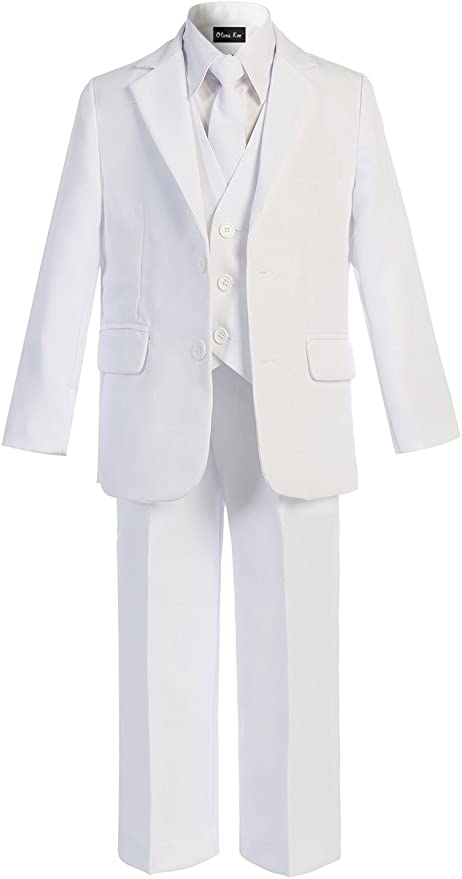 OLIVIA KOO Boys Solid 5-Piece Formal Suit Set with Matching Neck Tie