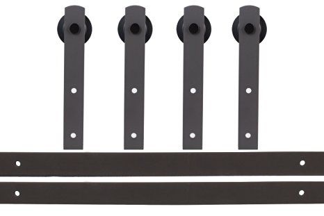 TMS TSQ04-ORB(2SET) CONN-ORB Country Style Barn Wood Steel Double Sliding Door Hardware Set, 12', Dark Coffee