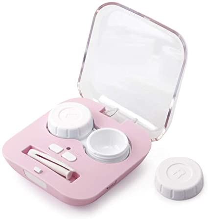 Contact Lens Cleaner, Portable Contact Lens Cleaner Kit Daily Care Faster Cleaning for Contact Lens (New Version) (Pink)