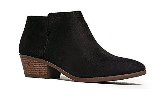 MVE Shoes Cute Western Cowboy Bootie - Womens Pointed Toe Slip On Ankle Boot -Back Zip Up Low Heel