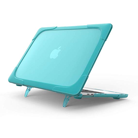 ProCase MacBook Air 13 Inch Case 2018 Release A1932, Heavy Duty Slim Hard Shell Dual Layer Protective Cover with Fold Kickstand for Apple MacBook Air 13 Retina with Touch ID -Lightblue
