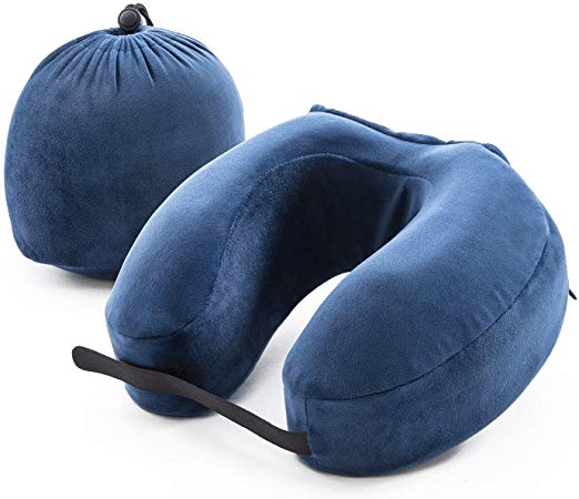 FAUNNA Travel Pillow 100% Pure Memory Foam Neck Pillow, Comfortable & Breathable Cover - Machine Washable