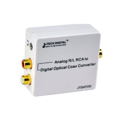 J-Tech Digital ® Premium Quality RCA L/R Analog Audio to Optical SPDIF/Coaxial Digital Audio Converter with 3.5mm Jack Input