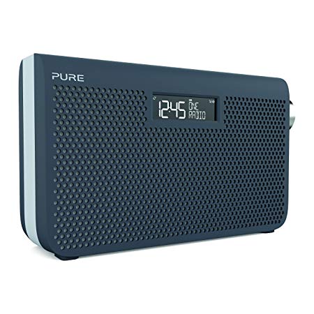 Pure One Maxi Series 3s FM/DAB /DAB Digital Radio – Portable DAB Radio with Stereo Sound, Dual Alarm Clock, AUX Input, Headphone Socket – Mains Powered or Battery Powered, Slate Blue