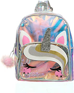 FENICAL Backpack Holographic Unicorn Girls School Bag Cute Satchel Bookbag Waterproof Daypack for Girls Kids