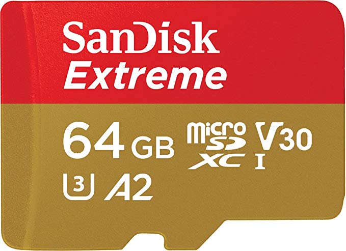 SanDisk Extreme 64GB microSD UHS-I Card with Adapter - 160MB/s U3 A2 - SDSQXA2-064G-GN6MA