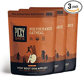 Picky Oats Organic Performance Oatmeal, How 'Bout Dem Apples?, 11.3 oz (3 multi-serve bags) By Picky Bars