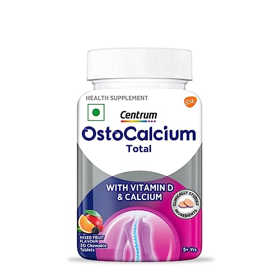 Centrum OstoCalcium Total Chewables (30s) | Vitamin D & Calcium (Veg) to support Strong Bones, Joints & Muscles | India's Leading Calcium Supplement