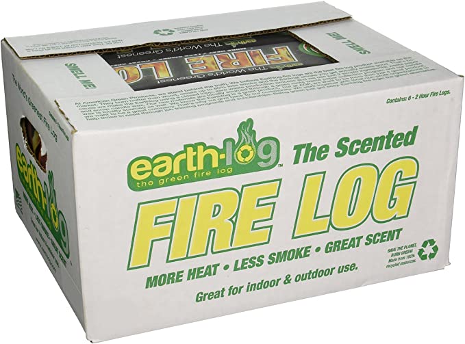 Earthlog , EL1000, Scented Manufactured Fire Log, Case, White-Green-Yellow Box, 12.75"X 9.75" X 6.5"