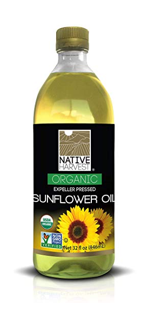 Native Harvest Organic Non-GMO Naturally Expeller Pressed Sunflower Oil, 1 Litre (33.8 FL OZ)