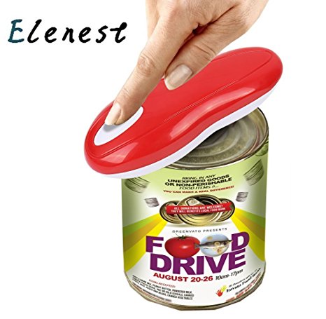 Elenest Electric Can Opener, Smooth Edge Automatic Can Opener for Any Size, Best Kitchen Gadgets for Arthritis and Seniors (Red)