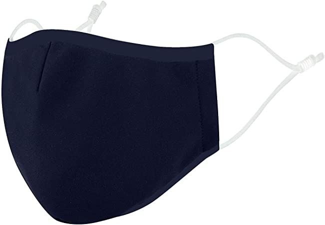 Reusable Cotton Face Bandanas with 3 Layers breathable Material,1Pcs-Navy