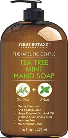 Tea Tree Mint Hand Soap - Premium, Refreshing & Multi Purpose Natural Liquid Hand Wash with Aloe Vera, Peppermint oil, Coconut oil  - 16 fl oz with pump