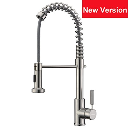 Refin Pre-rinse Kitchen Faucet Brushed Nickel Durable and Sturdy Single Handle Pull Down and Pull Out Sprayer Kitchen Sink Faucet