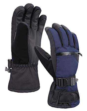 Verabella Men's Thinsulate Lined Touchscreen Snow Ski Gloves w/Zipper Pocket