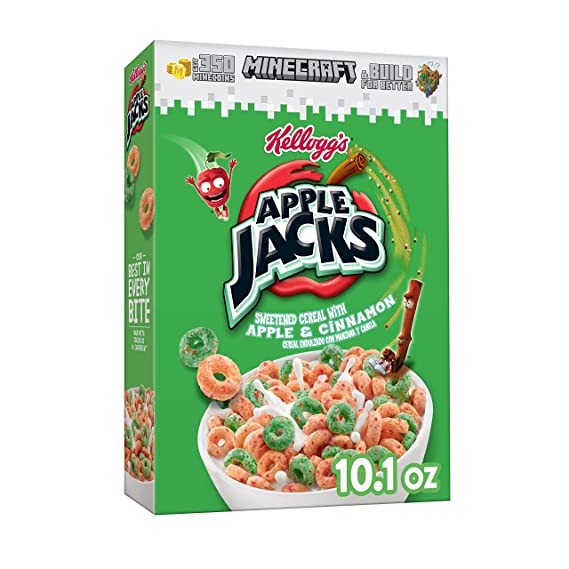 Kellogg's Apple Jacks Breakfast Cereal, 8 Vitamins and Minerals, Kids Snacks, Original, 10.1oz Box (1 Box)