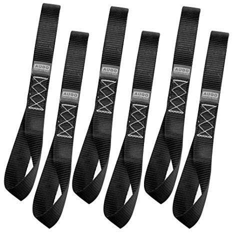AUGO Heavy Duty Soft Loops –Pack of 6-1.5” x 17” Tie Down Anchor Straps for Use w/Ratchet Strap Hooks – 3000Lb Load Capacity & 10,000Lb Break Strength – Great for Motorcycle, Bike, Roof Rack, Etc.