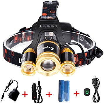 Bisgear 6000 Lumen Led Focusing Headlamp Rechargeable Ultra Bright 3 t6 Cree Headlight Hunting Tools Waterproof Flashlight Mining Light Camping Gear