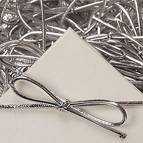 8 inch Silver Stretch Loops Shiny Metallic Braided Elastic Cords pack of 100