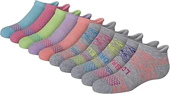 Hanes Girls' Comfort Fit Heel Shield and No Show Socks, 10-Pair Packs