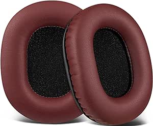 SOULWIT Earpads Replacement for Audio Technica ATH M50X M50XBT M50RD M40X M30X M20X MSR7 SX1 Monitor Headphones, Ear Pads Cushions with Softer Protein Leather, High-Density Foam - Burgundy