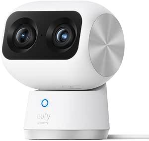 eufy Security Indoor Cam S350,Dual Cameras,4K UHD Resolution Security Camera with 8× Zoom and 360° PTZ,Human/Pet AI,Ideal for Baby Monitor/Pet Camera/Home Security,Dual-Band Wi-Fi 6,Plug in (Renewed)