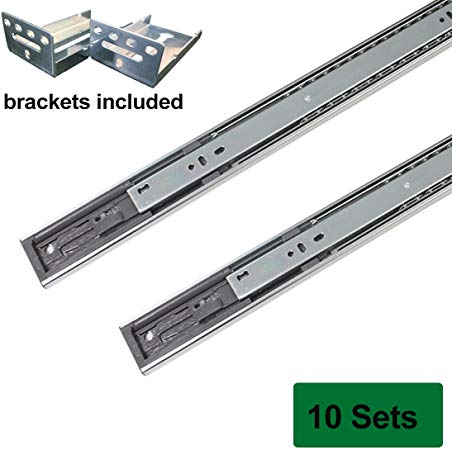 Probrico Brackets Included Rear Mount Drawer Slides 22 Inch Full Extension 22-inch 100 Lb. Sliding System Soft Close,10 Pairs Sets