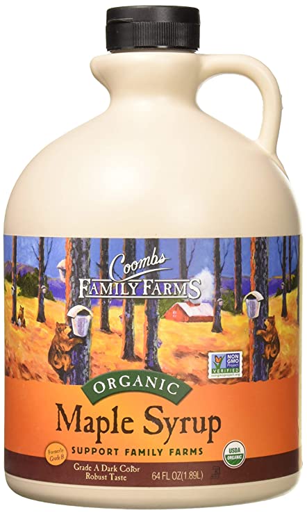 Coombs Family Farms Organic Maple Syrup, Grade A Dark Color, Robust Taste, 64-Ounce Jug