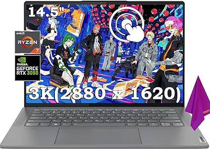 Lenovo - Slim 7 PRO X 14.5" 3K Touch Laptop - AMD RYZEN 7 6800HS - NVIDIA GEFORCE RTX 3050 - Wi-Fi 6 - Backlit KB - Onyx Grey Win11 Home W/Cloth (16GB RAM | 1TB SSD)