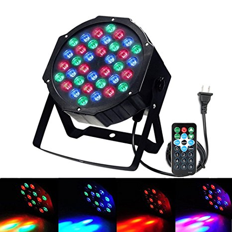 Disco Party Lights - SOLMORE LED Par Lights 36W DMX-512 RGB 36 LEDs Stage Lights DJ Light Sound Activated Projector Light Stage Lighting with IR Remote for Wedding Show Club Bar AC 110V-220V (1Pcs)