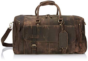 Leather Travel Luggage Bag, Mens Duffle Retro Carry on Handbag