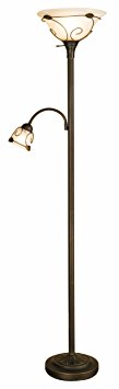 Normande Lighting JM1-884 71-Inch 100-Watt Incandescent Touchier Floor Lamp with 40-Watt Side Reading Lamp
