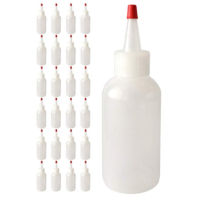 510 Central Boston Round LDPE Plastic Bottle Yorker Spout Cap 120mL 4oz (No Hole, 25 Pack)