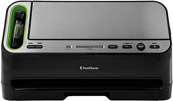 Foodsaver V4400 2-in-1 Vacuum Sealer Machine with Automatic Bag Detection and Starter Kit | Safety Certified | Black and Silver