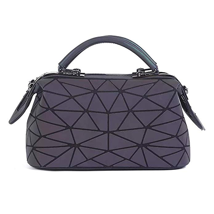 Longjet Geometric Luminous Handbags for Women Shard Lattice Holographic Tote Bags