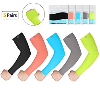 SHINYMOD UV Protection Cooling or Warmer Arm Sleeves for Men Women Kids Sunblock Protective Gloves Running Golf Cycling Driving 1 Pair/ 3 Pairs/ 5 Pairs Long Tattoo Cover Arm Warmer