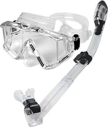 Cressi Panoramic 3 Window Mask Dry Snorkel Set, Clear