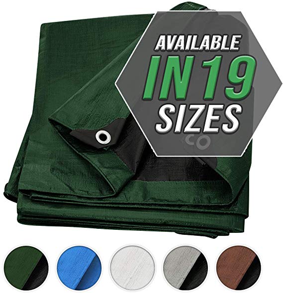 Tarp Cover 8X10 Green/Black 2-Pack Heavy Duty Thick Material, Waterproof, Great for Tarpaulin Canopy Tent, Boat, RV Or Pool Cover!!! (Poly Tarp Heavy Duty 8X10)