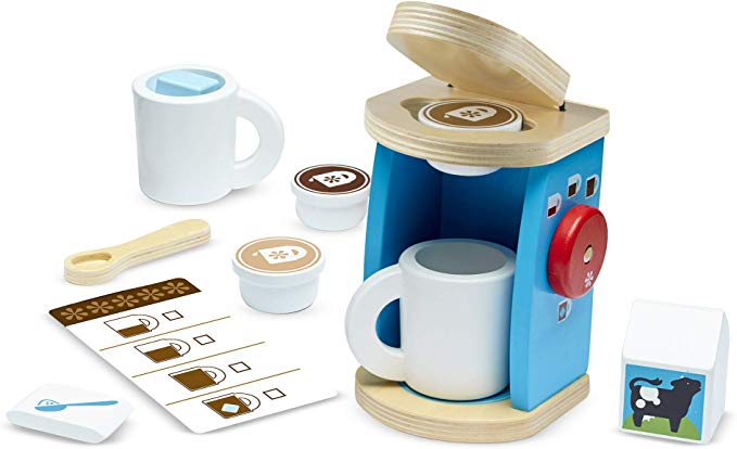 Melissa & Doug Brew & Serve Wooden Coffee Maker Set (12 Pieces, Frustration-Free Packaging, Great Gift for Girls and Boys - Best for 3, 4, 5, and 6 Year Olds)