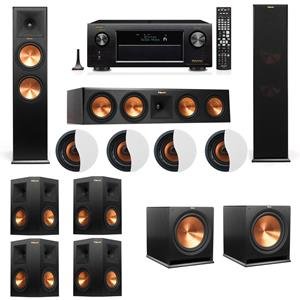 Dolby Atmos 7.2.4 Klipsch RP-280F Tower Speakers R115SW with Denon AVR-X3200W