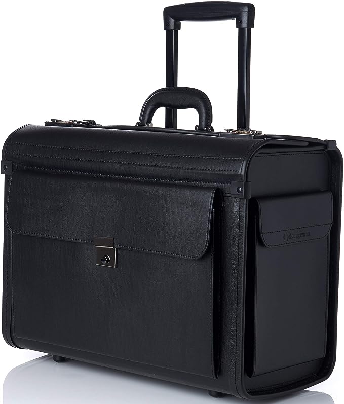 alpine swiss Rolling 17" Laptop Briefcase on Wheels Attache Lawyers Case Legal Size Black