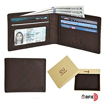 Genuine Leather RFID Blocking Handmade Bifold Wallet for Men - Slim Mens Wallet