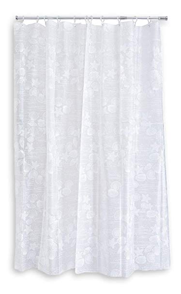 Aqualona Shower Curtain | 100% PEVA | Waterproof Fabric | Mildew Resistant | Odour Free, Soft-Touch Finish | Rust Proof Eyelets, Ocean, 180cm x 180cm