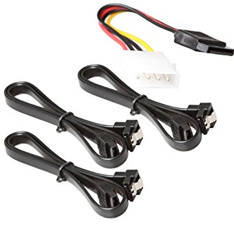 3pack 18-Inch/46CM SATA III 6.0 Gbps Cable with Locking Latch and 90-Degree Plug   4pin to 15pin sata power cable