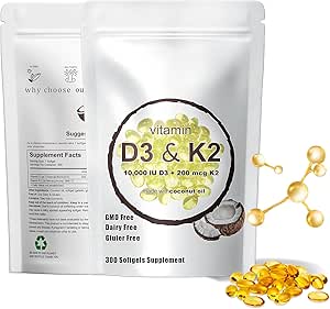 Vitamin D3 K2,K2 D3,Supplement Softgel,10000 IU VIT D3   200 MCG Vitamin K2,microingredients vitamin d3 k2,k2 d3 vitamin supplement,micro ingredients vitamin d3 k2,300 Pcs., Yellow