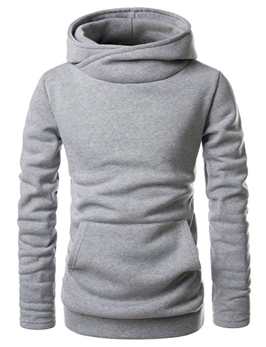 Showblanc Mens Stylish Pullover Funnel Collar Fleece Lined Hooded Sweatshirt