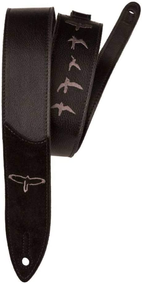 PRS 2.5" Premium Leather Guitar Strap Embroidered Birds Black